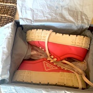 Pink nylon Prada sneakers